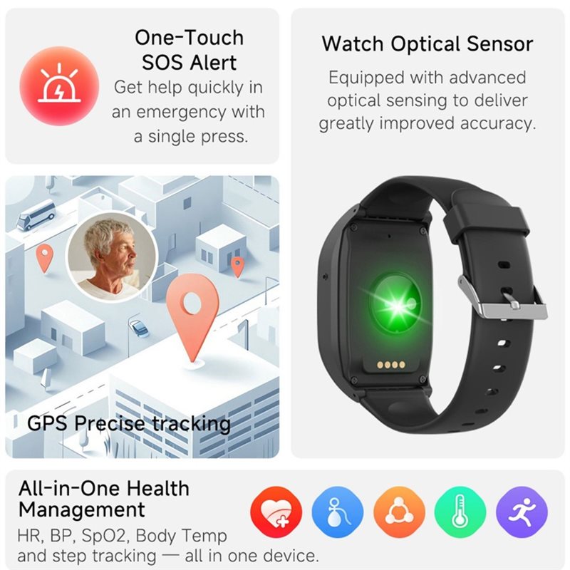 4G Yaşlı Alarmı GPS Saati 4G Y - Fall Detection Watch incelemesi ve fiyatı
